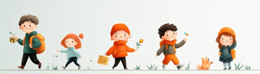 Fototapeta premium Children discovering hidden treasures in a magical forest
