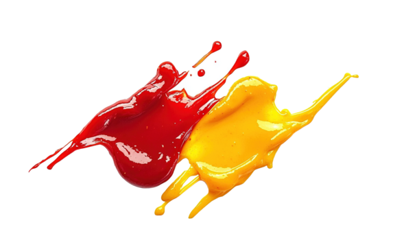 Delicious ketchup and mustard isolated on white or transparent background