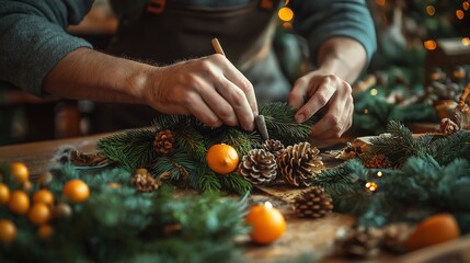 Christmas Wreath Making with Pine Cones