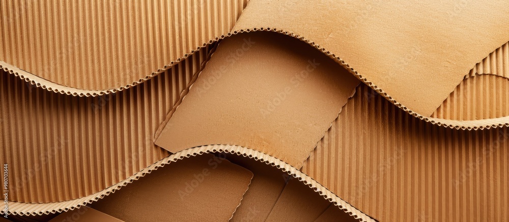 Aufkleber layers of corrugated cardboard arranged on the table with copy space image