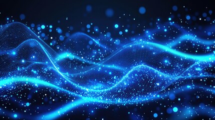 Obraz premium 3D rendering technology background abstract wave curve particle art illustration