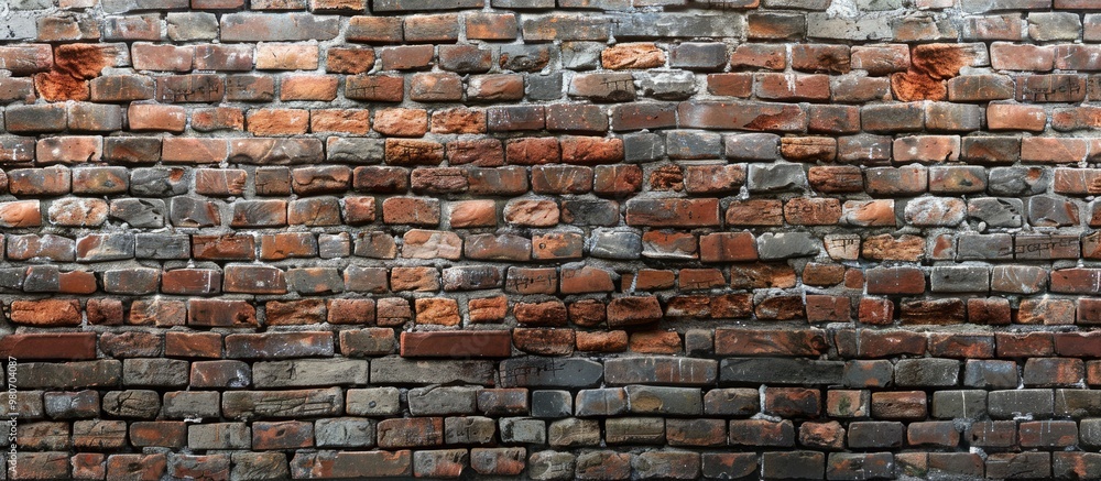 Poster a brick wall with a mix of old and new bricks ideal as a background for designs and presentations wi