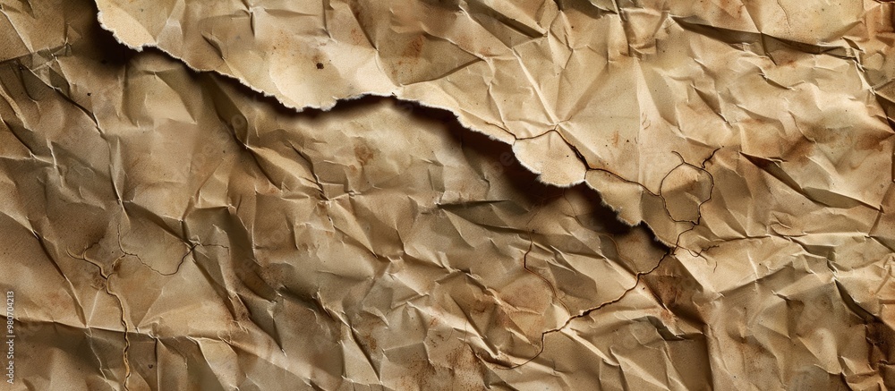 Poster an aged tattered paper surface with wrinkles and creases perfect for displaying advertising content.