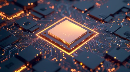 Close-up of a Microchip on a Circuit Board