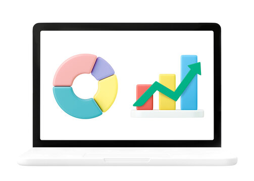 laptop screen showing colorful charts and graphs clip art preview