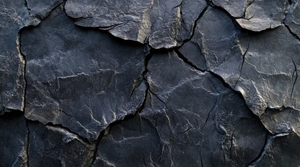 Dark gray grainy stone texture with deep cracks and imperfections, creating a raw, natural feel for a rugged background.