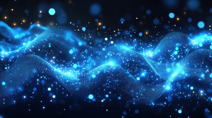 Obraz premium 3D rendering technology background abstract wave curve particle art illustration