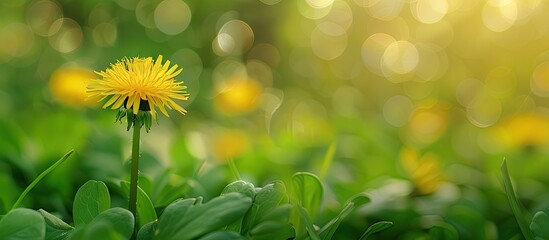 Close up image of a false dandelion Hypochaeris radicata with a blurred background ideal for use as a copy space image