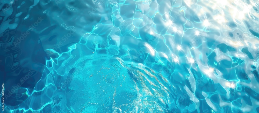 Aufkleber top view of a swimming pool with a blue reflective surface providing a background with copy space im