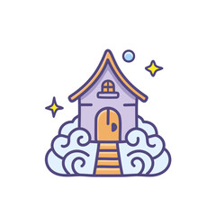 Obraz premium Whimsical Cloud House icon vector art illustration design. Icon concept design.