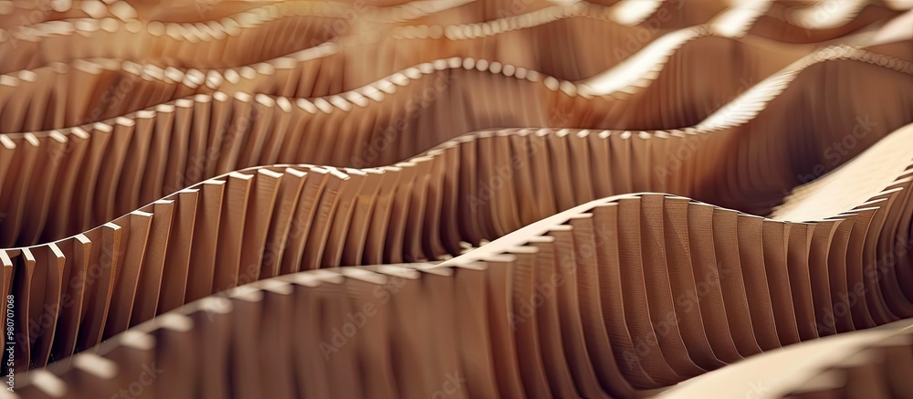 Poster layers of corrugated cardboard arranged on the table with copy space image