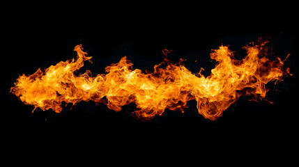 Fototapeta premium Fiery Orange and Yellow Flames Dance Against a Black Background, Creating a Dramatic and Intriguing Abstract Pattern of Heat and Energy.