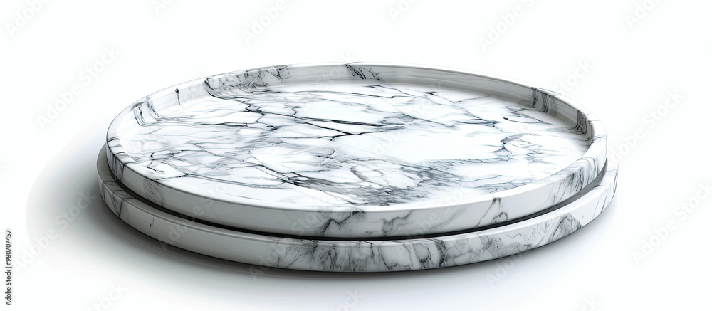 Poster isolated on a white background a marble plate with a clipping path for a copy space image