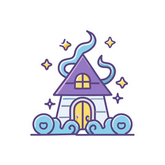 Obraz premium Whimsical Cloud House icon vector art illustration design. Icon concept design.