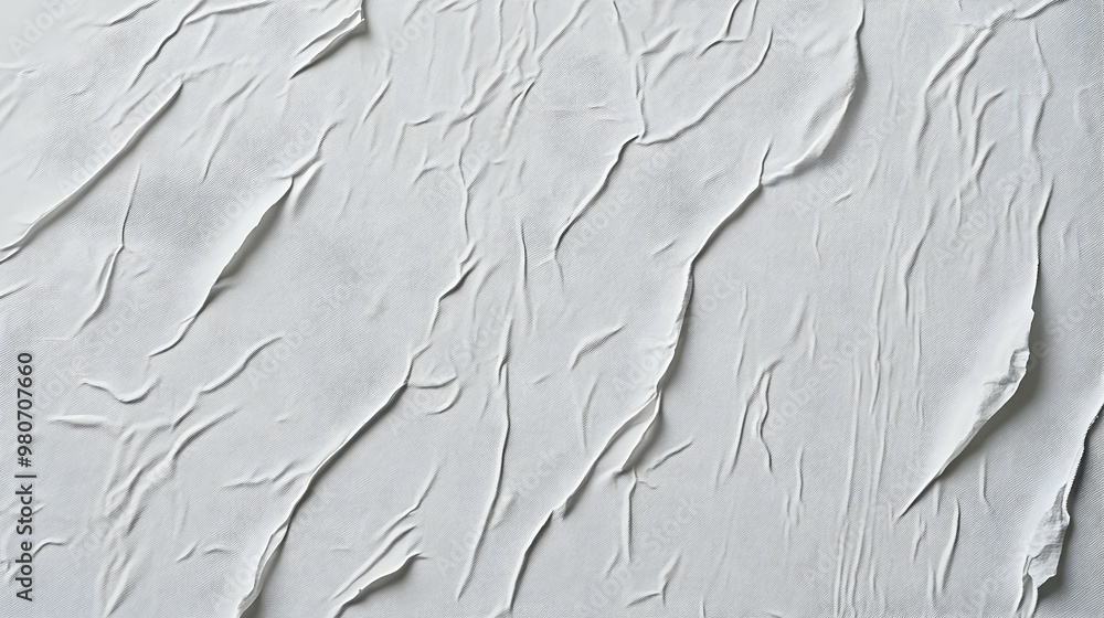 Poster a white crumpled paper texture with abstract lines and folds for backgrounds