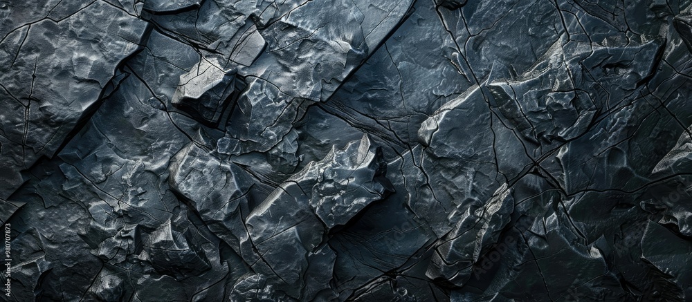 Poster a blank textured dark grey stone wall in a cave serves as an abstract background with attractive pat
