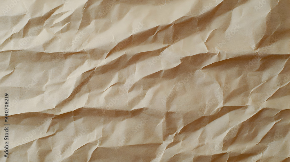Aufkleber a close-up view of a crumpled brown paper texture with wrinkles and creases, providing a rustic and 
