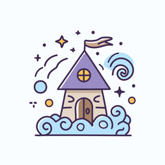 Whimsical Cloud House icon vector art illustration design. Icon concept design.