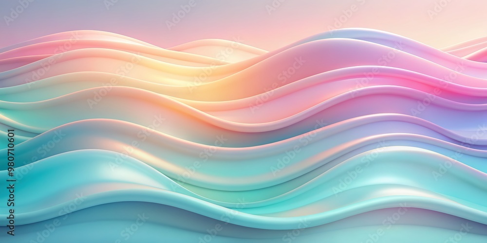 Poster soft, gentle pastel waves undulate across a calming gradient background, evoking serenity and modern