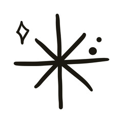 Png sparkling stars icon in doodle style