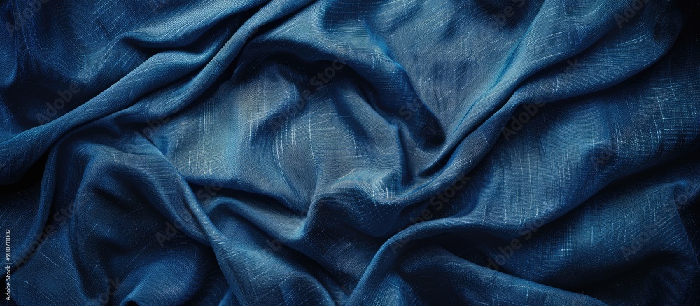 Poster abstract blue fabric texture with white vignette ideal as a copy space image for backgrounds