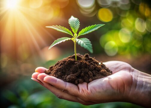 sprouting marijuana sprouts, small cannabis plant generative ai