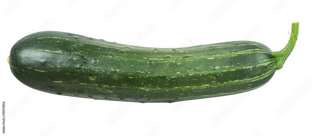 Poster whole green cucumber isolated on a white background with clipping path for copy space image