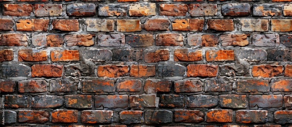 Poster a mix of old and new bricks forming a rustic brick wall ideal as a backdrop for designs and presenta
