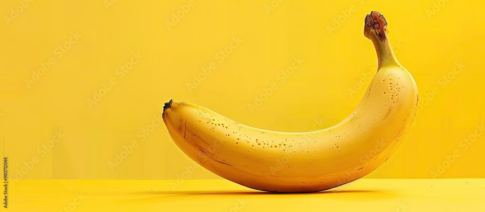 Poster banana displayed on a bright yellow backdrop with copy space image