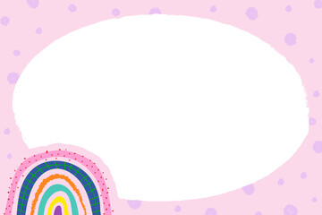 Pink frame PNG sticker, funky doodle rainbow border design