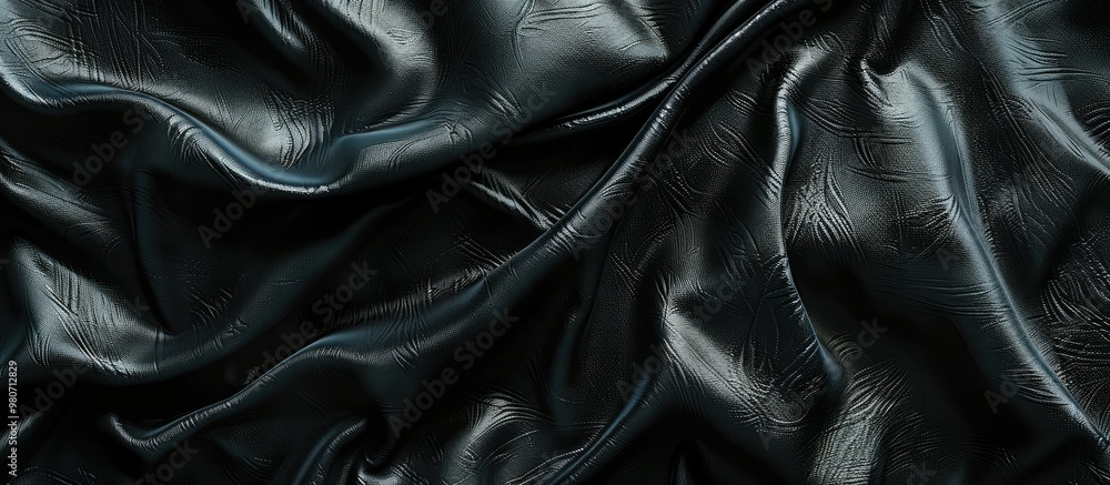 Poster background with shadow enhancing black leather sheet texture in copy space image