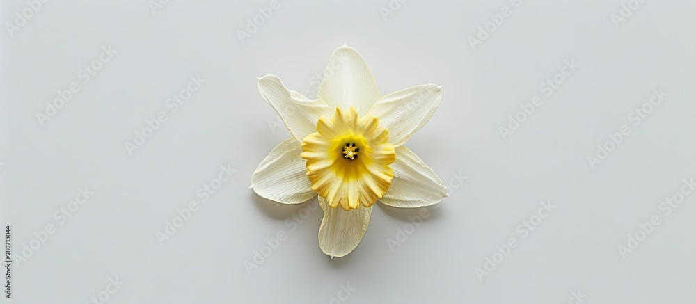 Poster a daffodil flower isolated on a white background captured from above with a blurred background to cr