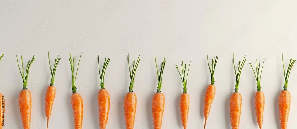 Poster carrots displayed on a blank backdrop with ample copy space image