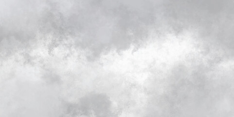 Abstract white and gray isolated cloud cumulus clouds. Gray aquarelle painted realistic fog or mist smoky textured canvas design. White and ash messy wall stucco texture background.