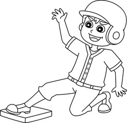 Baseball Player Sliding Isolated Coloring Page 