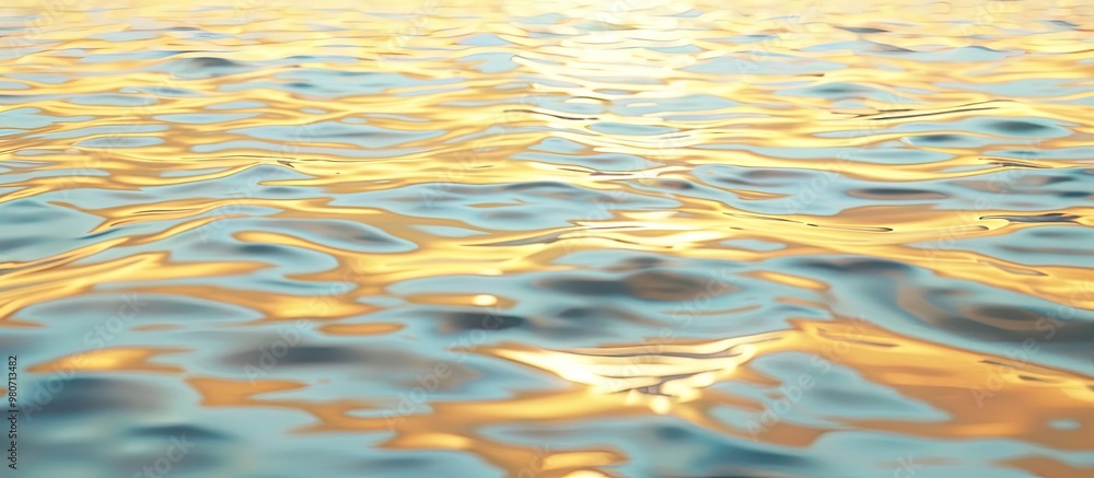 Poster close up image of a calm water surface with yellow ripples providing a serene backdrop resembling a 