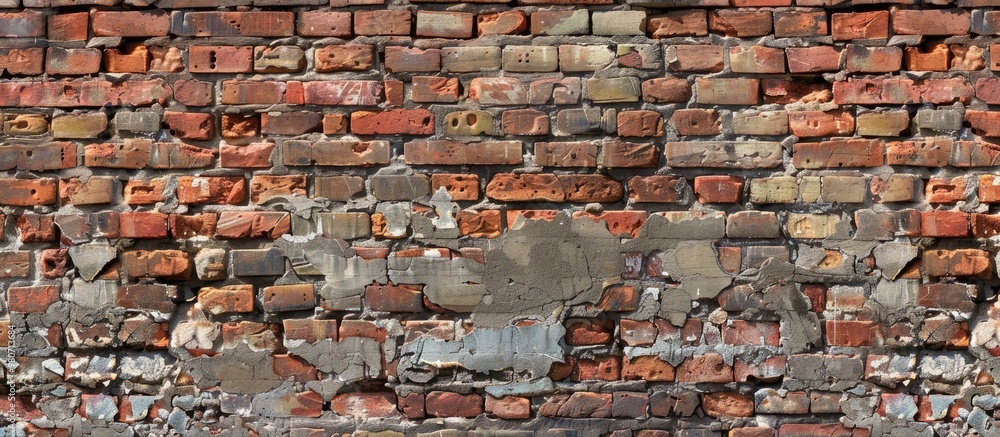 Poster a versatile brick wall displaying a mix of old and new bricks ideal for enhancing design projects or