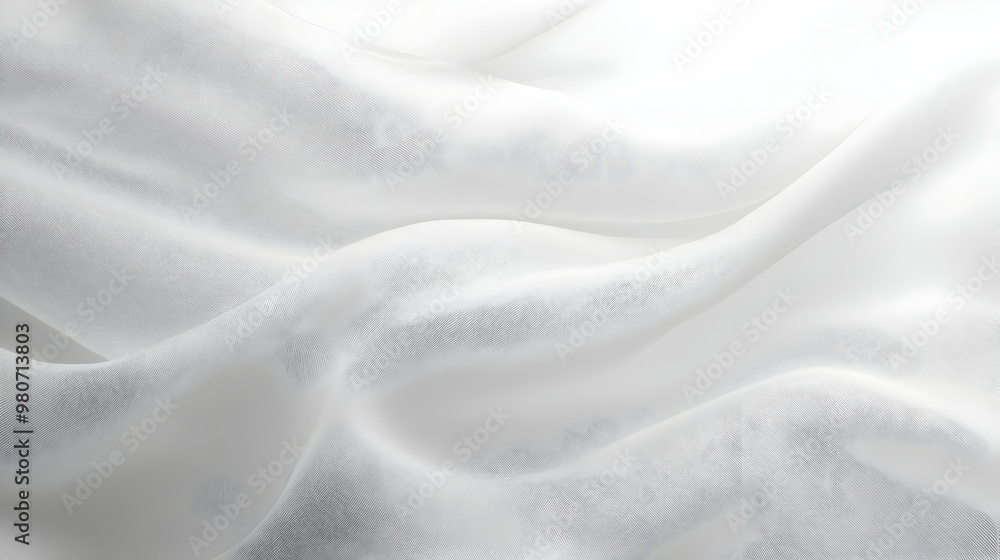 Poster abstract white fabric background with soft and gentle waves, creates a serene and elegant visual
