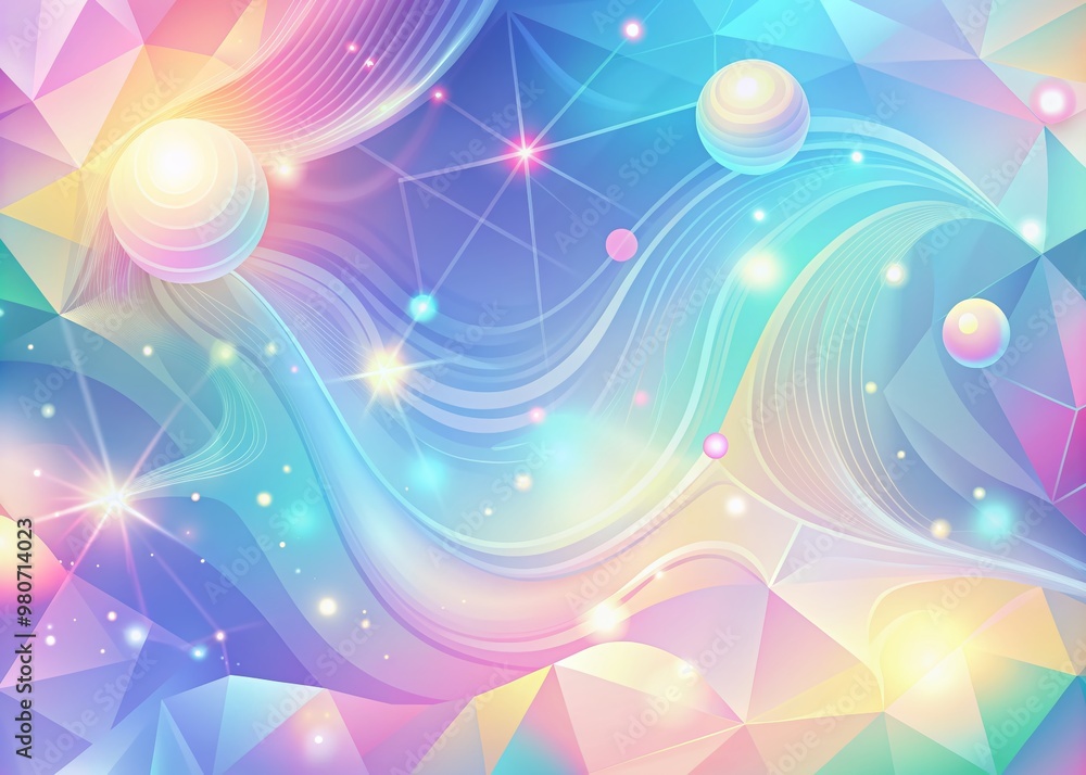 Poster vibrant pastel hues swirl together in a mesmerizing dance, blending soft gradients with geometric sh