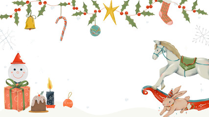 Christmas border png, winter holidays season illustration