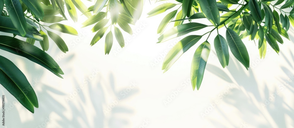 Aufkleber sunny summer scenery with leaf shadows creating a pleasing background around the copy space image