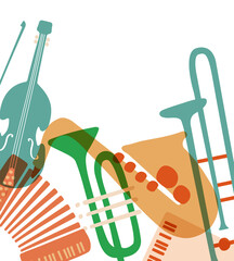 Orange aesthetic border png background, musical instrument in retro design © Rawpixel.com