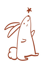 Cute bunny png sticker, creative animal festive doodle in brown