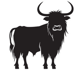 Illustration of a bull Highland cow silhouette vector