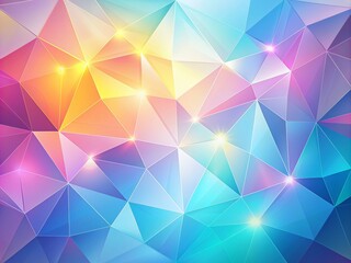 Obraz premium Vibrant pastel hues splash across a geometric gradient background, blending soft pink, blue, and yellow in a mesmerizing abstract composition generated by artificial intelligence.