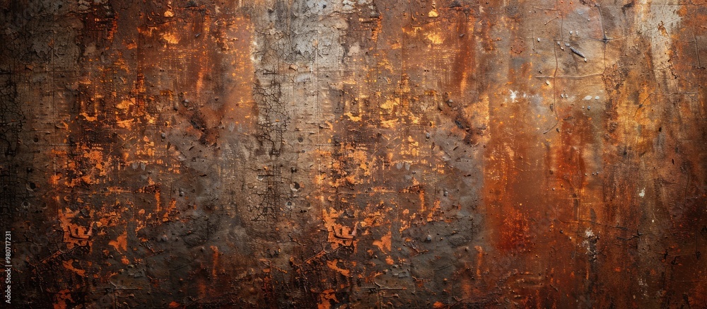 Poster aged and weathered rusty iron backdrop with copy space image
