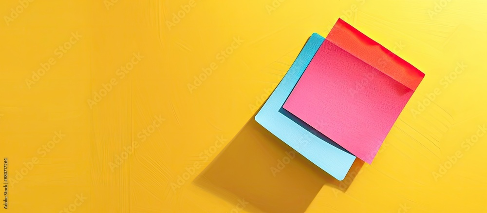 Poster vibrant sticky note reminder displayed against a yellow backdrop with ample copy space image