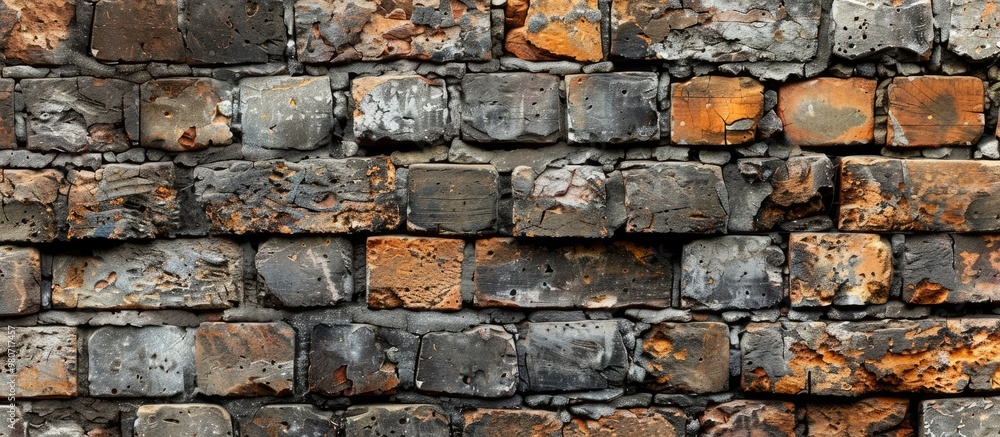 Poster a mix of old and new bricks forming a rustic brick wall ideal as a backdrop for designs and presenta