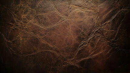Close-up of Detailed Brown Leather Texture with Wrinkles and a Distressed Look for a Rustic Background Design.