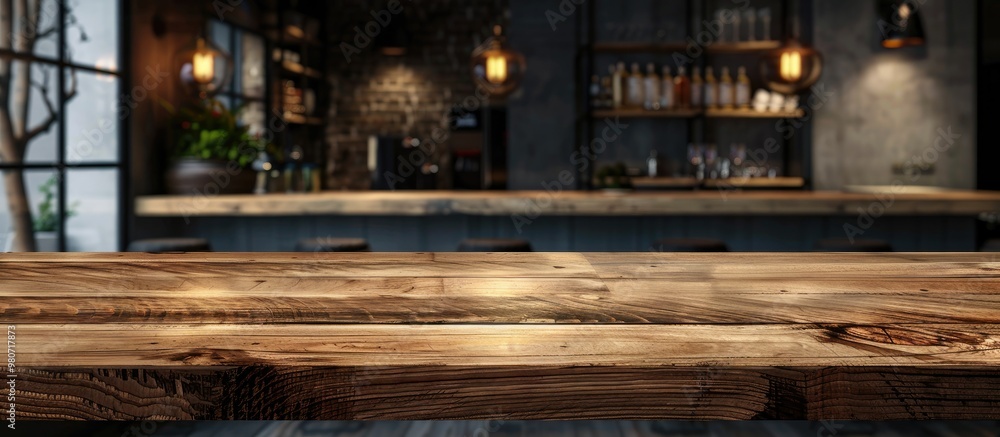 Poster wooden counter with copy space image for product display or montage ideal for showcasing items or mo